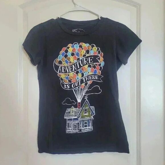 "Disney Women's Black Cotton Knit ""Up Adventure is Out There"" T-Shirt " - Picture 2 of 4